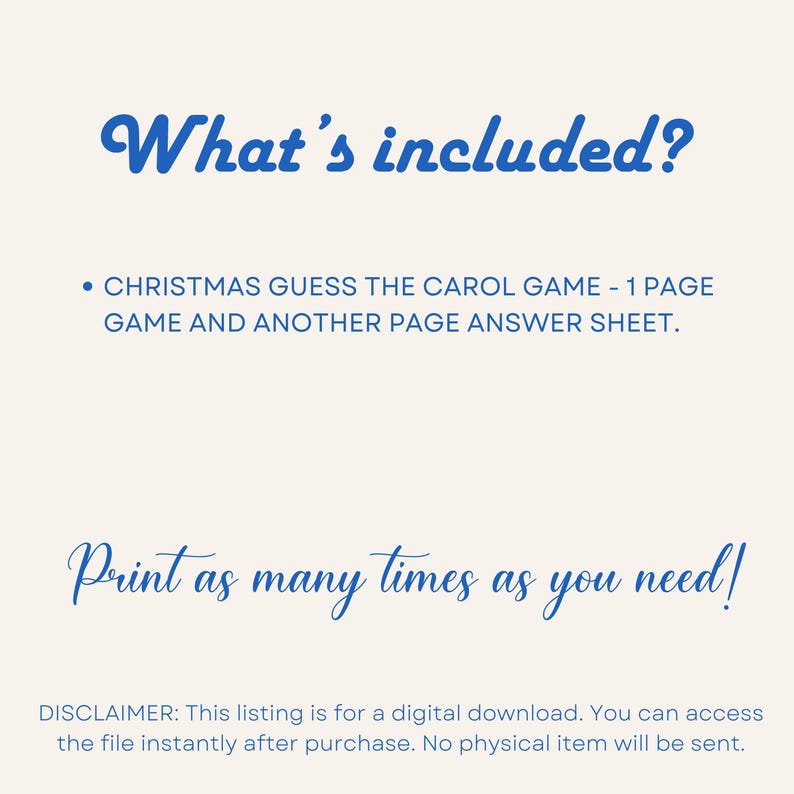 Guess the Christmas Carol Game Printable, Holiday Song Lyrics Quiz for ...