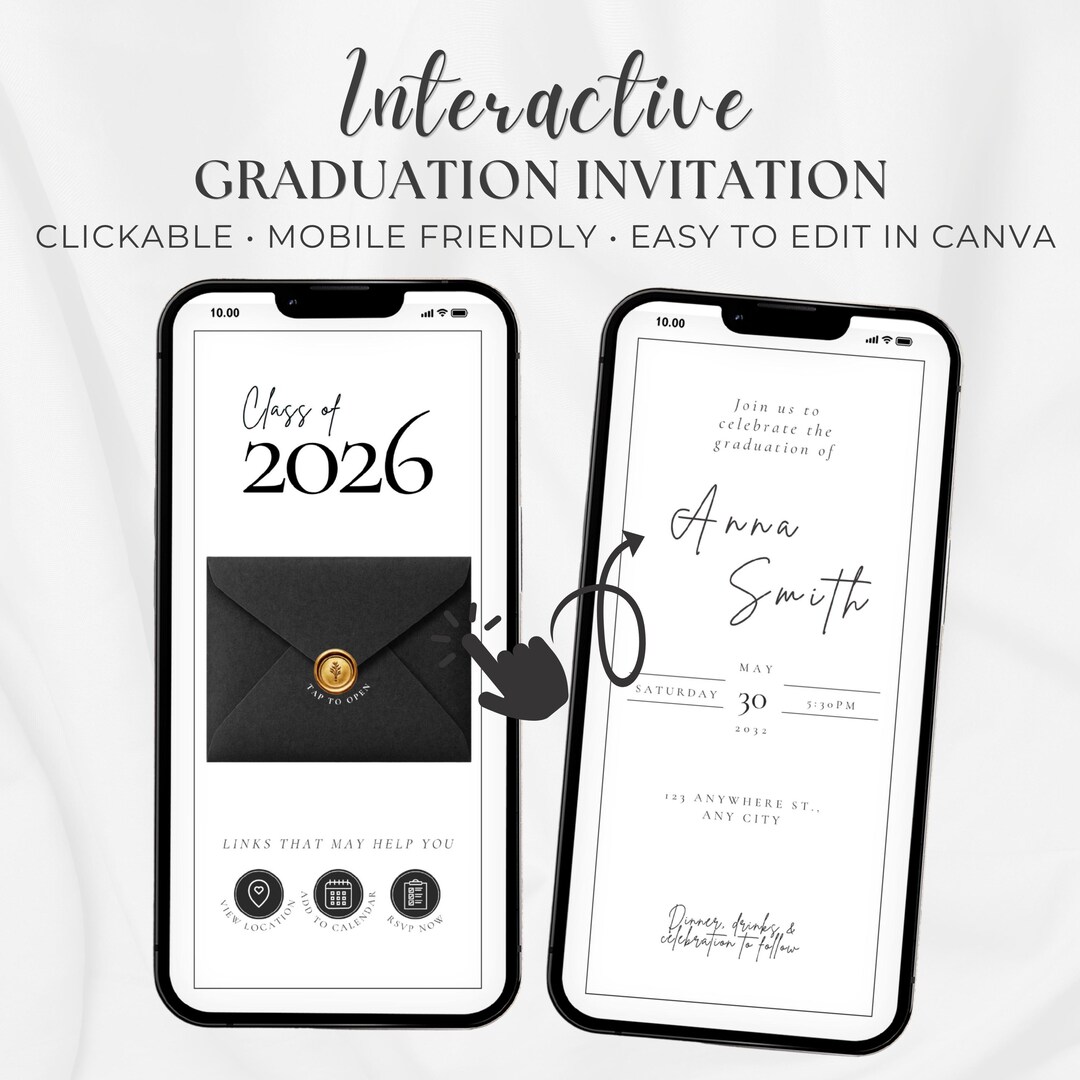 Graduation Invitation Digital Canva | Class of 2026 Grad Party Evite ...