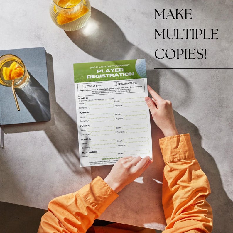 Golf Tournament Player Registration Form, Canva Template, Editable Sign ...