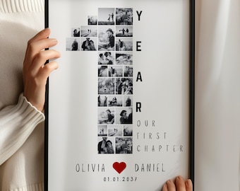 1 Year Anniversary Gift for Him or Her, Custom Canva Photo Template, Personalized Couple 1st Anniversary Gift