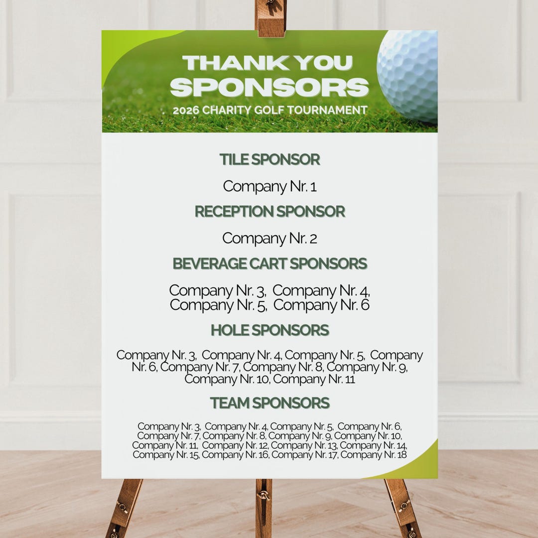 Golf Sponsor Sign Canva Template, Event Sponsorship Signage, Editable ...