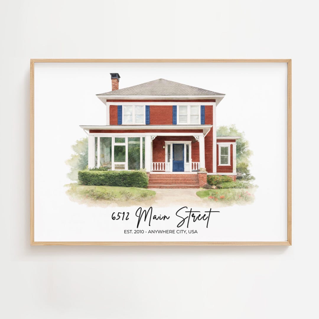 Custom House Portrait From Photo, Personalized Home Illustration ...
