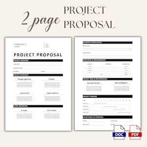 Project Proposal Template Minimal, Project Proposal MS Word PDF Template, Business Proposal, Client Proposal Template, Project Brief PP03