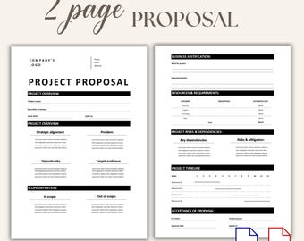 Projektvorschlag Vorlage Minimal, Projektvorschlag MS Word PDF Vorlage, Geschäftsvorschlag, Kundenvorschlag Vorlage, Project Brief PP03