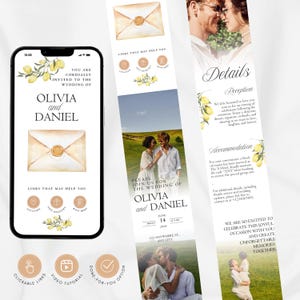 Amalfi Coast Digital Wedding Invitation, Lemon Italy Evite with RSVP & Map Link, Editable Canva Template Mobile Invite