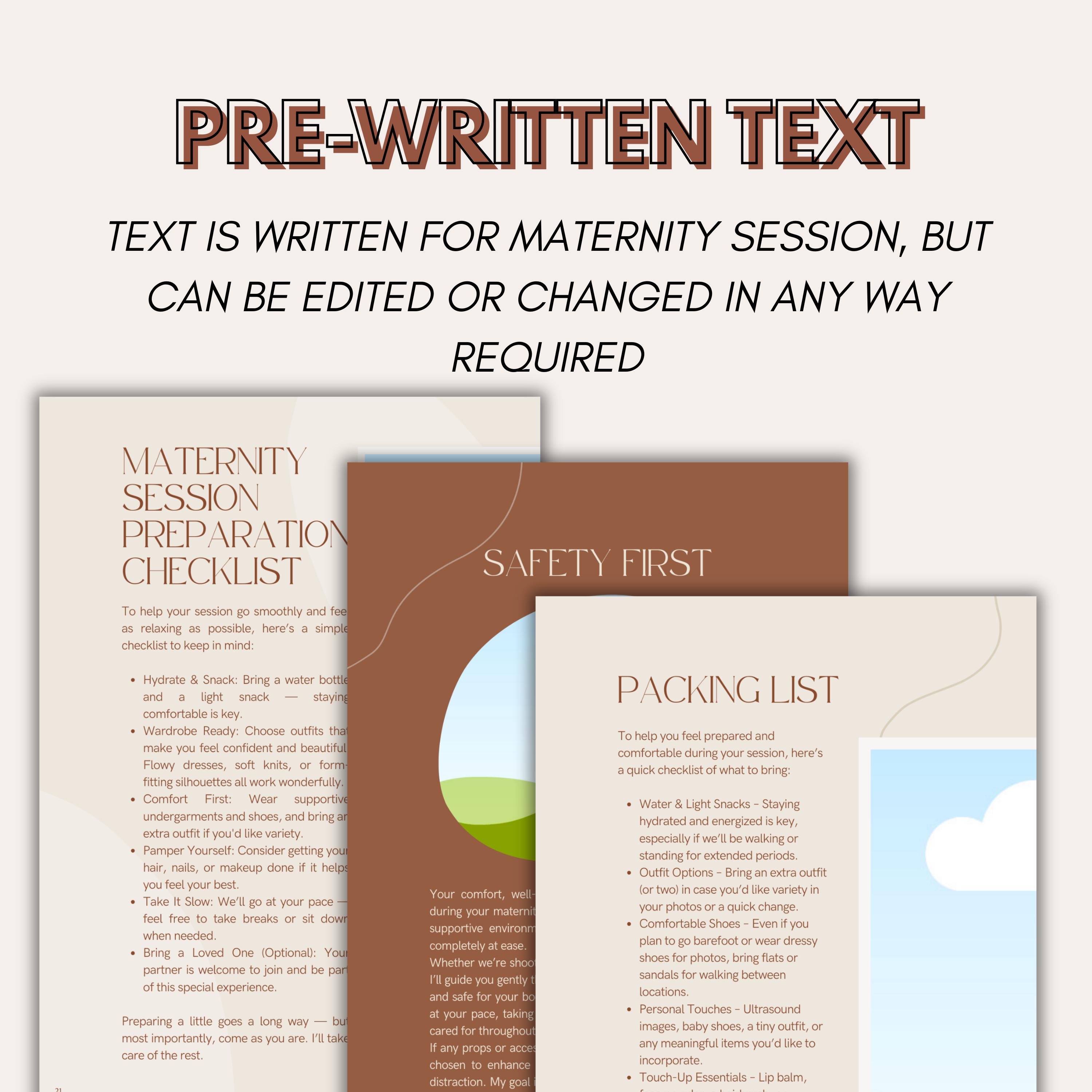 Editable Maternity Session Prep Guide for Canva, Photography Client ...