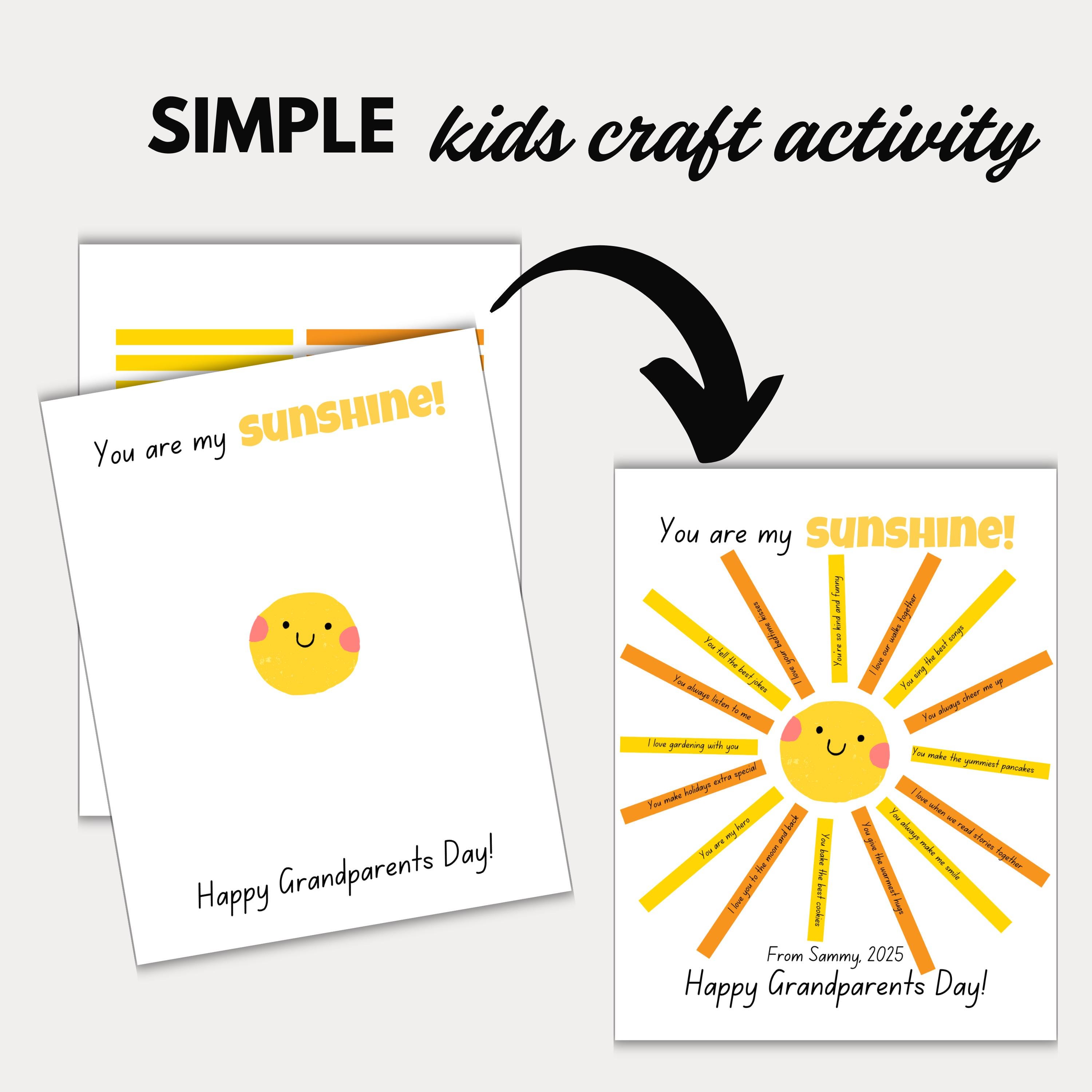 37 Bright & Fun Sun Crafts for Kids 34 You Are My Sunshine Craft Printable, Grandparents Day Gift Kids,…