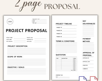 Projektvorschlagsvorlage, Projektmanagement, einfache Vorschlagsvorlage, bearbeitbarer Projektleitfaden, Word & PDF-Vorschlagsplanungsdokument PP01