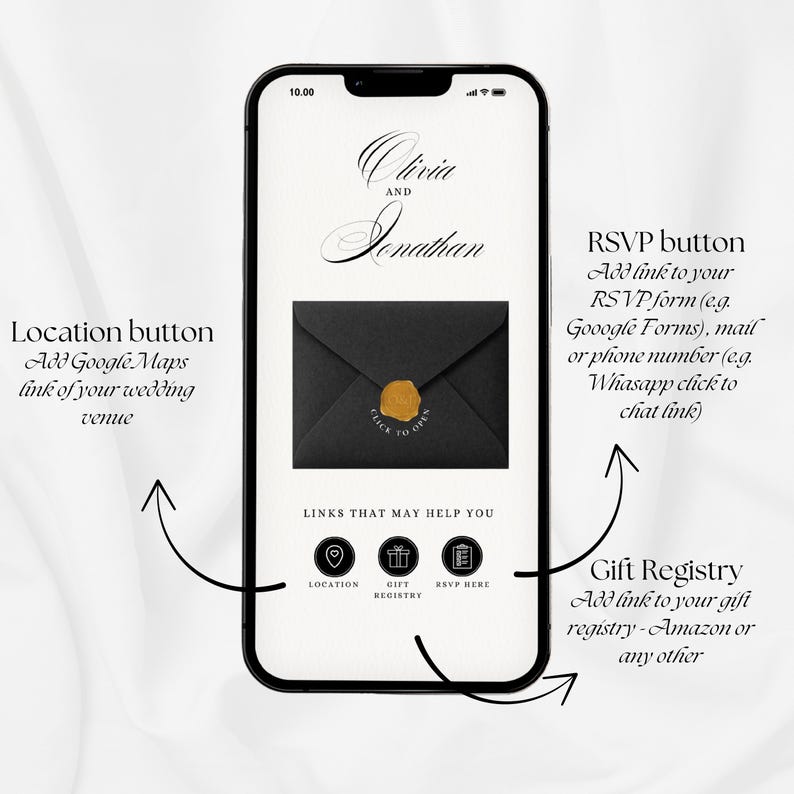 Minimalist Animated Digital Wedding Invitation, Phone Invite With ...