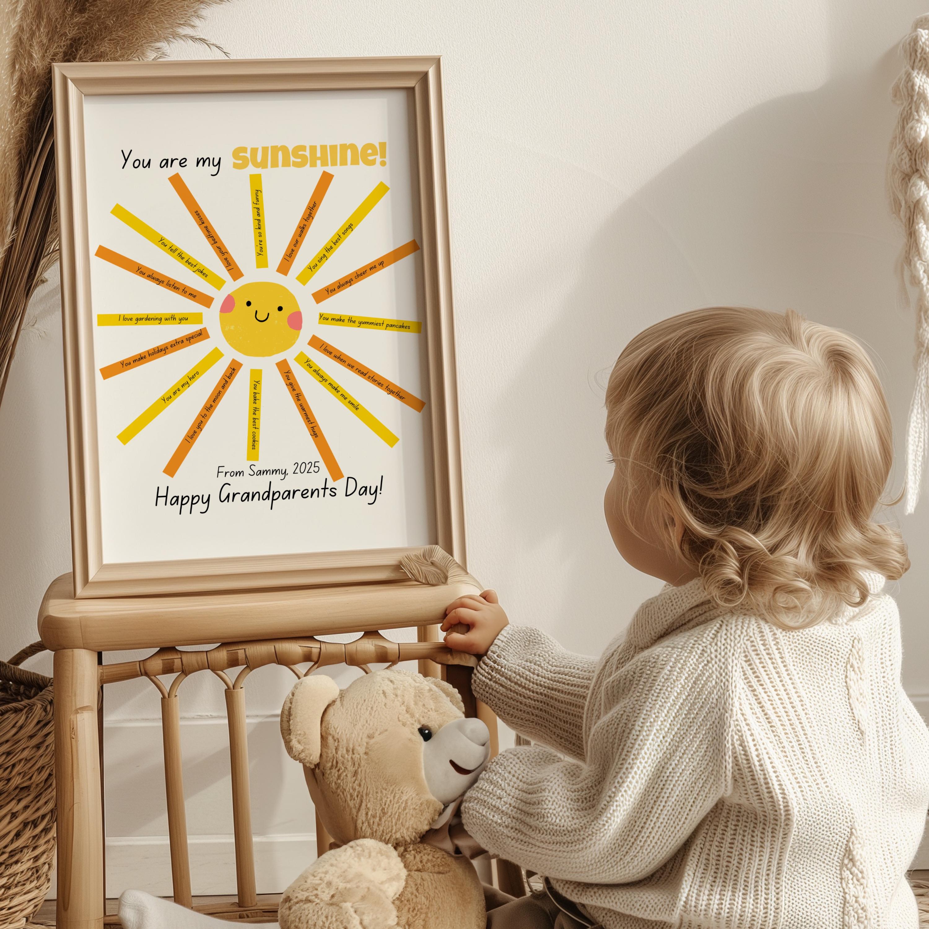 You Are My Sunshine Craft Printable, Grandparents Day Gift Kids ...