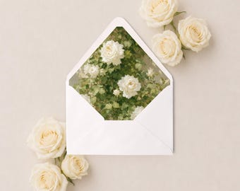 Tuscan Summer Roses Envelope Liner | Printable CANVA TEMPLATE | 10 Sizes