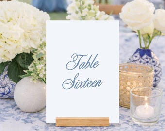 Something Blue Table Numbers | Editable & Printable CANVA TEMPLATES | Elegant Light Blue French Wedding Style