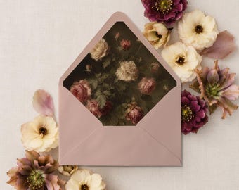 Moody Florals Envelope Liner | Printable CANVA TEMPLATE | 10 Sizes