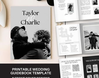 Modern Wedding Guest Guide Template | Editable CANVA Booklet (8.5x11")