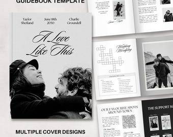 Wedding Guest Guidebook Template | Editable CANVA Newspaper Booklet (8.5x11")