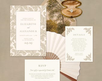 Autumn Foliage Wedding Invitation Suite | Editable Printable CANVA TEMPLATES