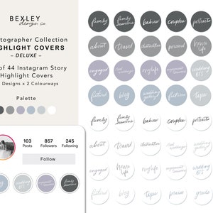 Deluxe Photographer Collection | 44 Handlettered Instagram Story Highlight Covers | Deluxe Photography Pack in Stylish Palette