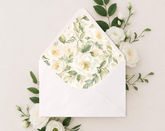 Ivory Florals Envelope Liner | Printable CANVA TEMPLATE | 10 Sizes