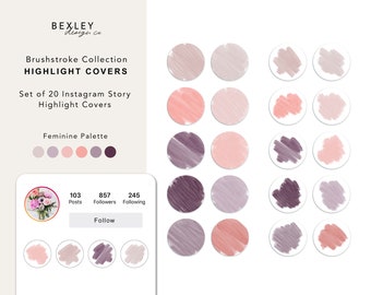 Brushstroke Pack | 20 Highlight Covers for Instagram Stories | Femme Palette