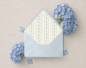 Hamptons Blue & Ivory Stripe Envelope Liner | Printable CANVA TEMPLATE | 10 Sizes