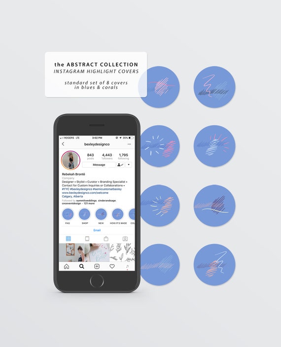 Abstract Collection Instagram Story Highlight Covers Blue Etsy