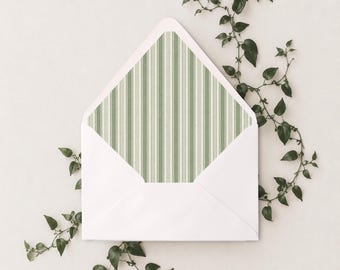 OIive Green Stripes Envelope Liner | Printable CANVA TEMPLATE | 10 Sizes