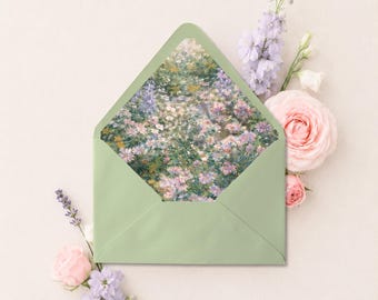 Pastel Wildflowers Envelope Liner | Printable CANVA TEMPLATE | 10 Sizes