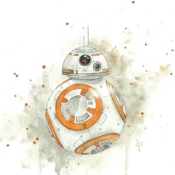 BB8 Watercolor Painting - Star Wars Art Print - Dorm Decor - Kids Decor - Nursery Wall Art - Sci-fi Print - Gifts for Geeks