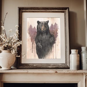 Black Bear Watercolor Painting - Nature-inspired Art Print - Woodland Animal Art Print - Wildlife Illustration - Cabin  Wall Decor