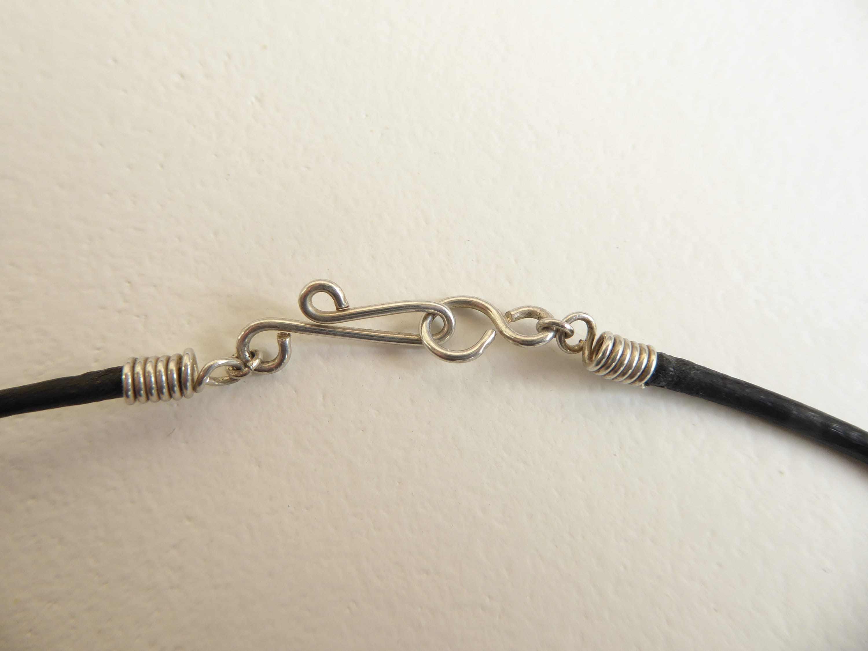 Black Leather Cord Necklace With Handmade Hook Clasp - Etsy