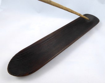 Large incense holder carved from wood woodburned black