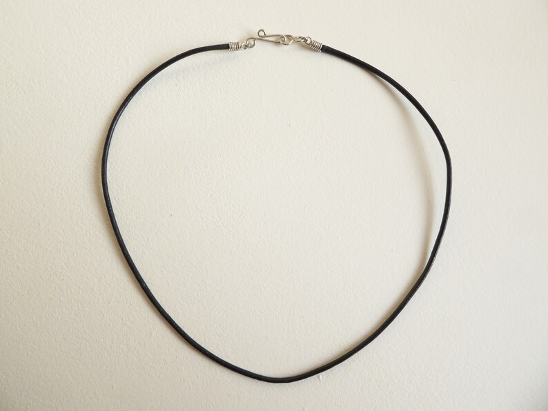 Black Leather Cord Necklace With Handmade Hook Clasp Etsy