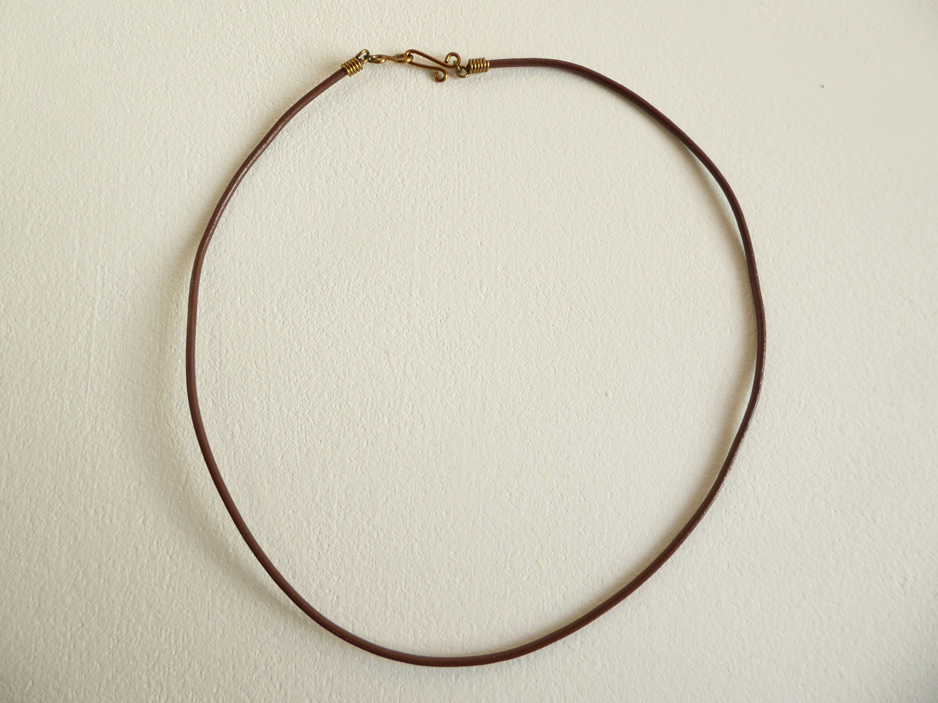 Brown leather cord necklace handmade hook and loop clasp Etsy