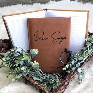 Diario personalizado, Cuero vegano, Cartas para mi hija, Carta para mi hijo, Regalo de baby shower, Regalo para padres primerizos, Regalos personalizados.