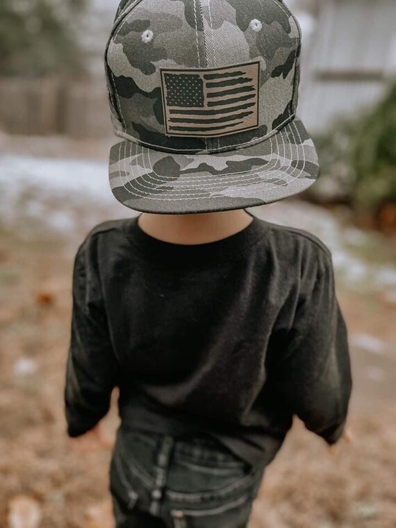 Camo Flag Hat Vegan Leather Patch 