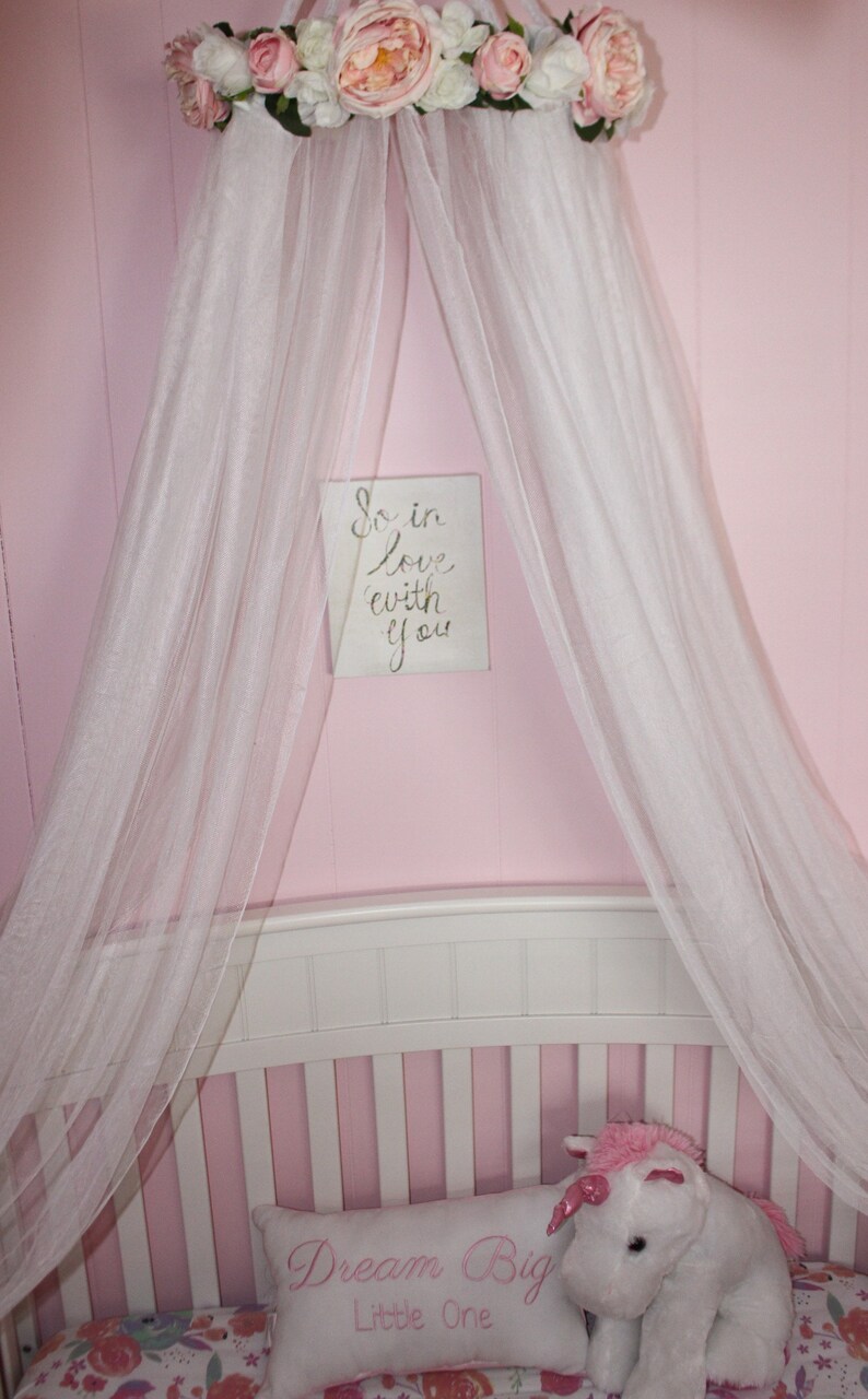 Handmade Floral Crib Canopy, Princess Canopy, Reading Nook, Nursery
