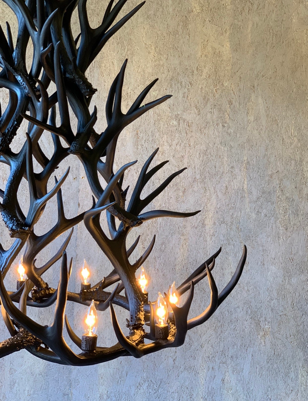 48 Large Matte Black REAL Antler Chandelier Etsy Australia