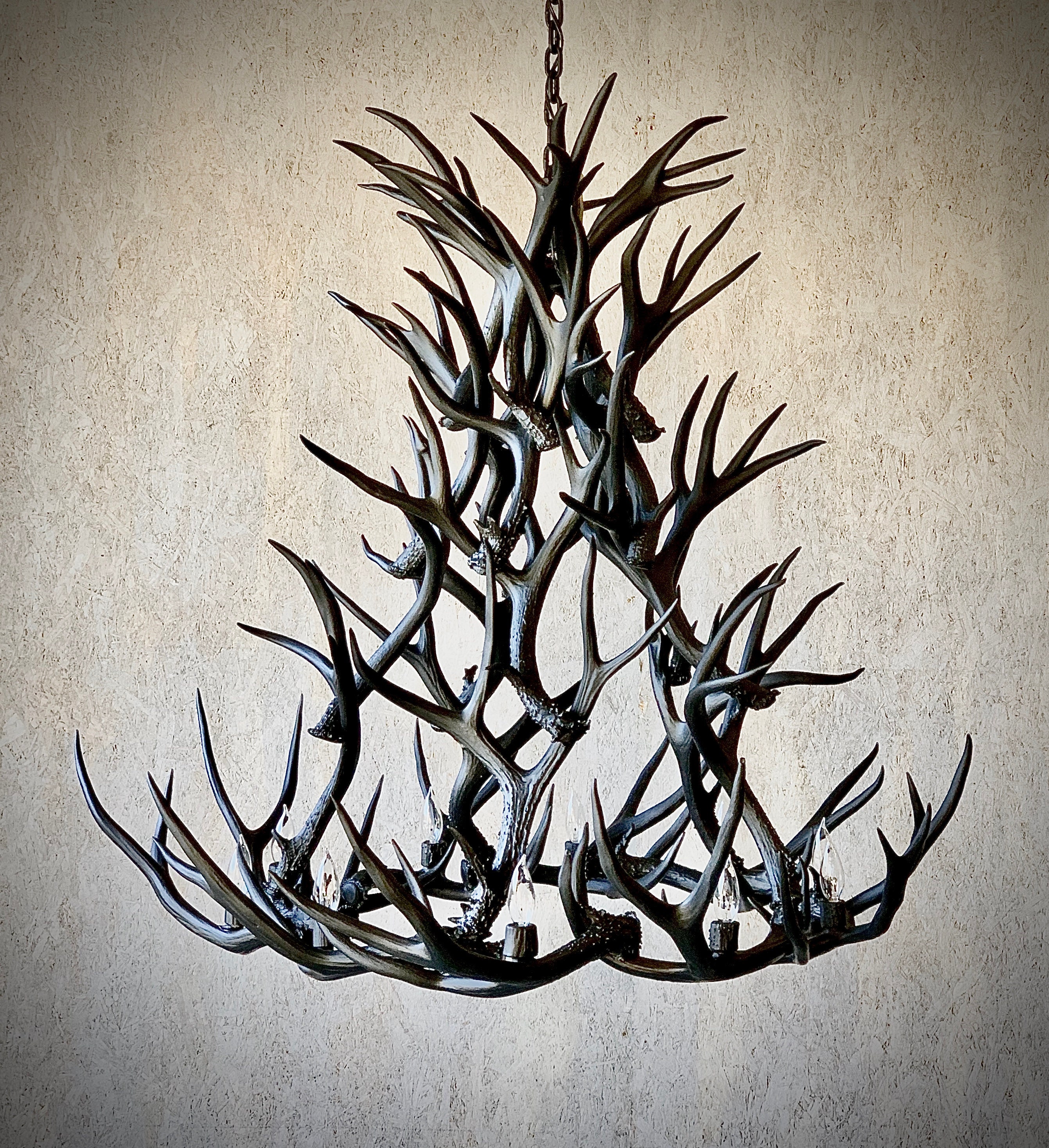 48 Large Matte Black REAL Antler Chandelier Etsy Australia