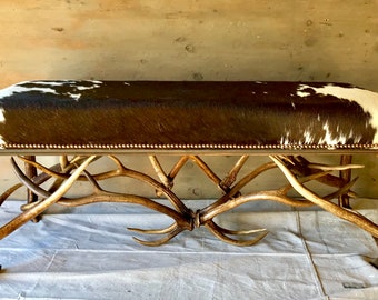 Antler Bench with optional Cowhide Upholstery