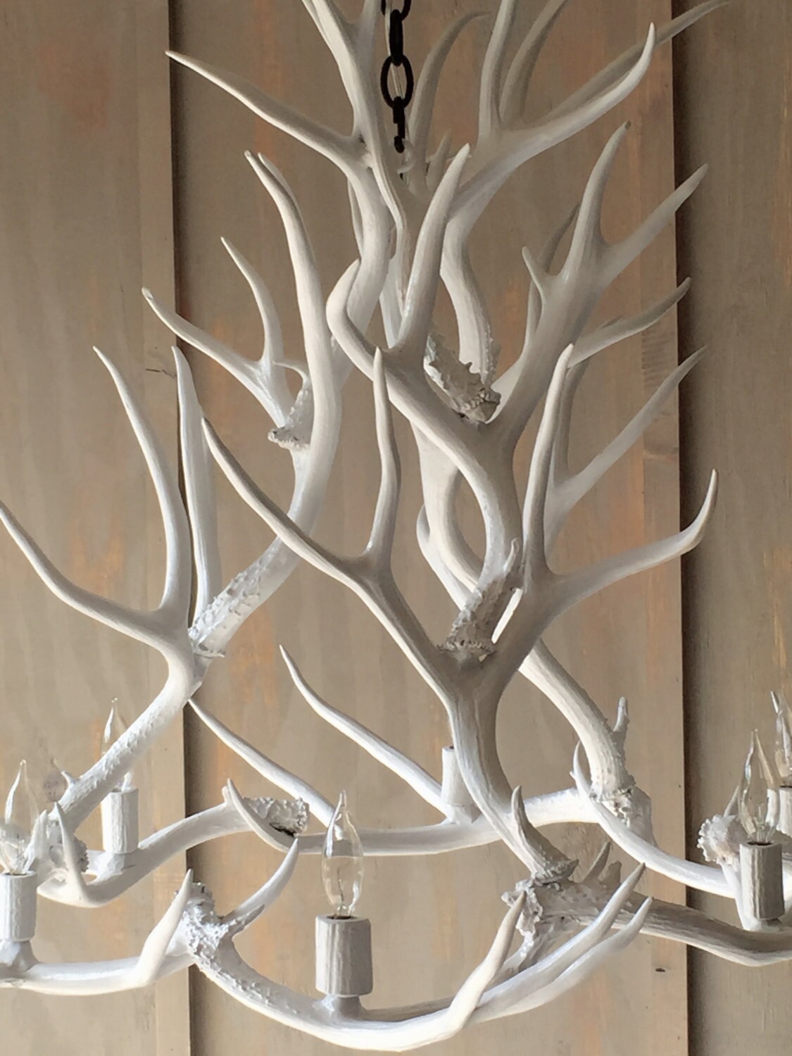 White antler chandelier with crystals deals