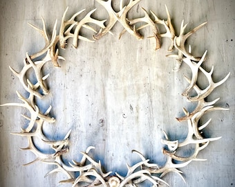 Corona grande de astas de ciervo / Decoración rústica de pared estilo western hecha a mano / Stagridge