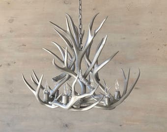 Antler Chandelier finished in Silver      34" x 26"