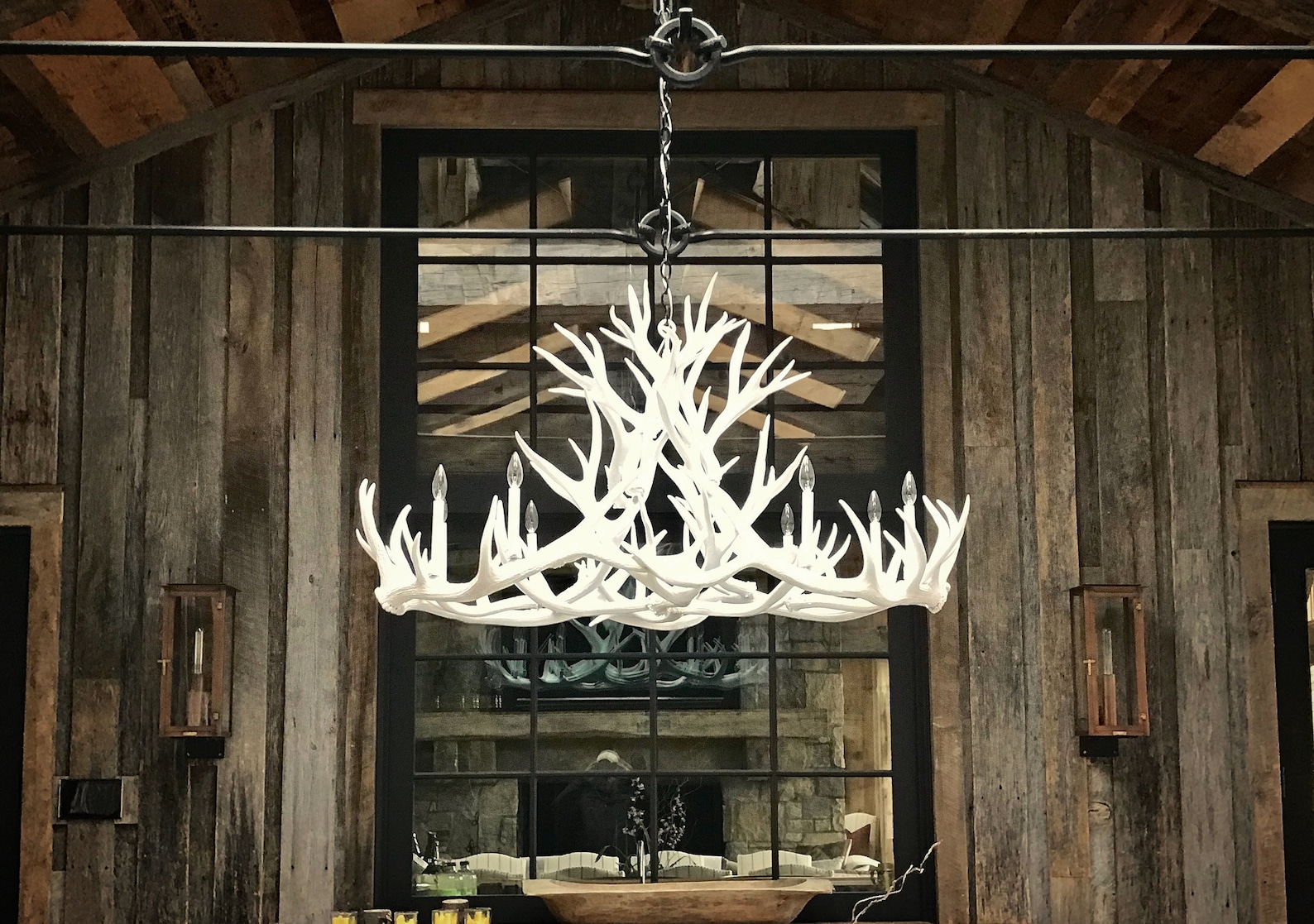 Antler Chandelier Handcrafted Solid White Oblong Shape Etsy