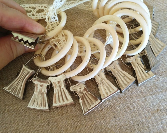 12 Vintage Curtain Clips With Rings Metal Retro Clips Curtains Etsy