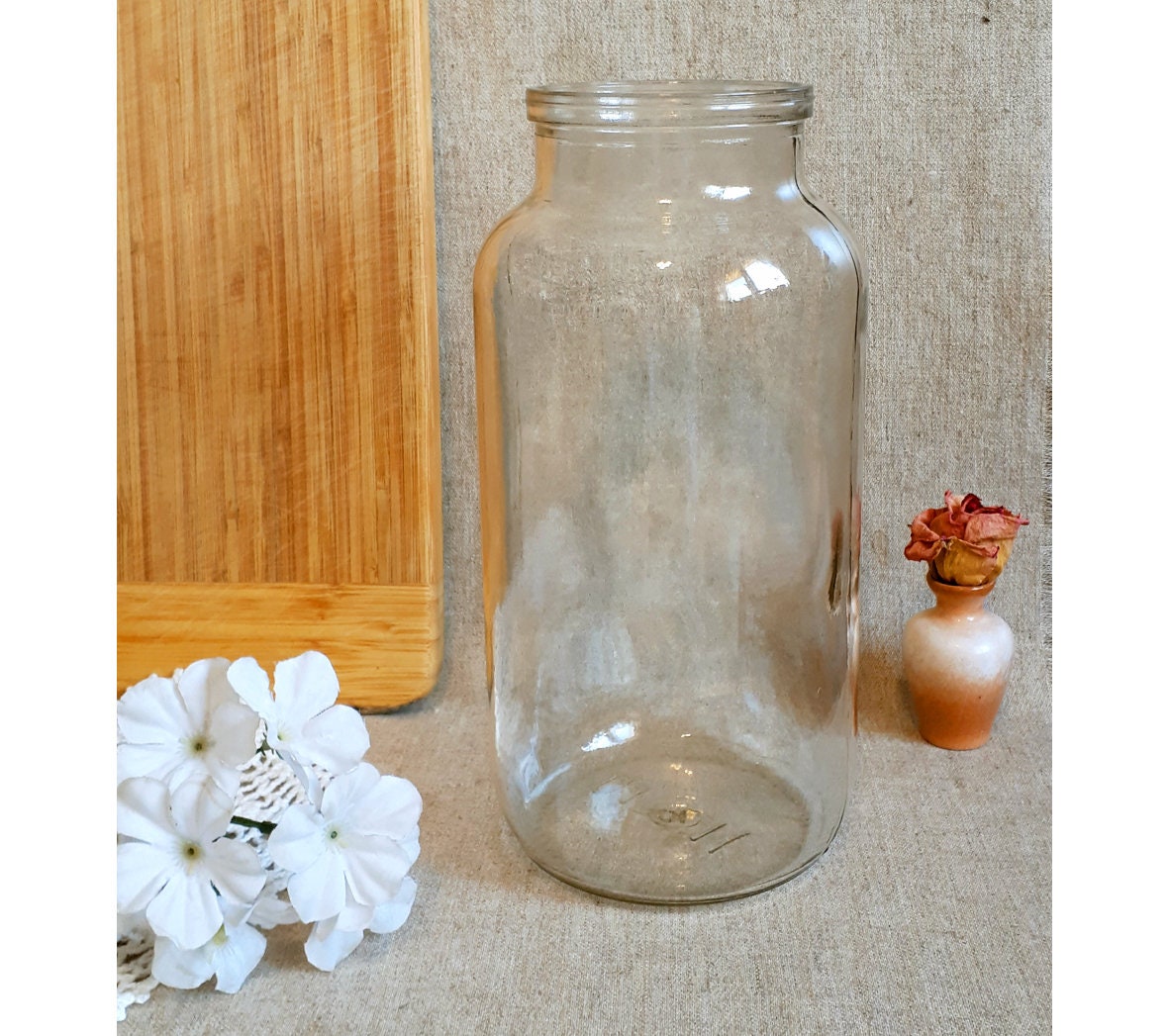 Height 9.44 in Tall glass vase Narrow vase branches Vintge Etsy