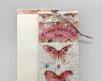 Customized Collage Birthday Card-Girl #9. Personalized, Decorative paper,  original fine art card, blank card, handmade, decoration