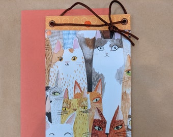 Cat Card No. 2.  cats, collage card, fine art card, note card, blank card, handmade, gift, home decoration