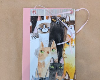 Cat Card No. 1, cats, collage card, fine art card, note card, blank card, handmade, gift, home decoration