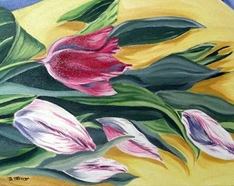 Tulip Stems No. 2, Botanical Card, Note Card, Blank Card, Fine Art Card