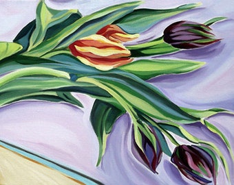 Tulip Stems No. 1, Botanical Card, Note Card, Blank Card, Fine Art Card